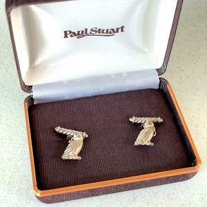 Paul Stuart sterling silver owl cuff links NWOT
